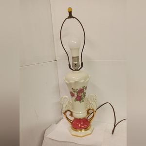 Vintage Worrall Art Decor Swan Hand-Painted Lamp Signed, Porcelains